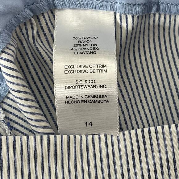 S.C. & CO Striped Capri Pants Pullon Elastic Waist Women's Sz 14 - Picture 7 of 7